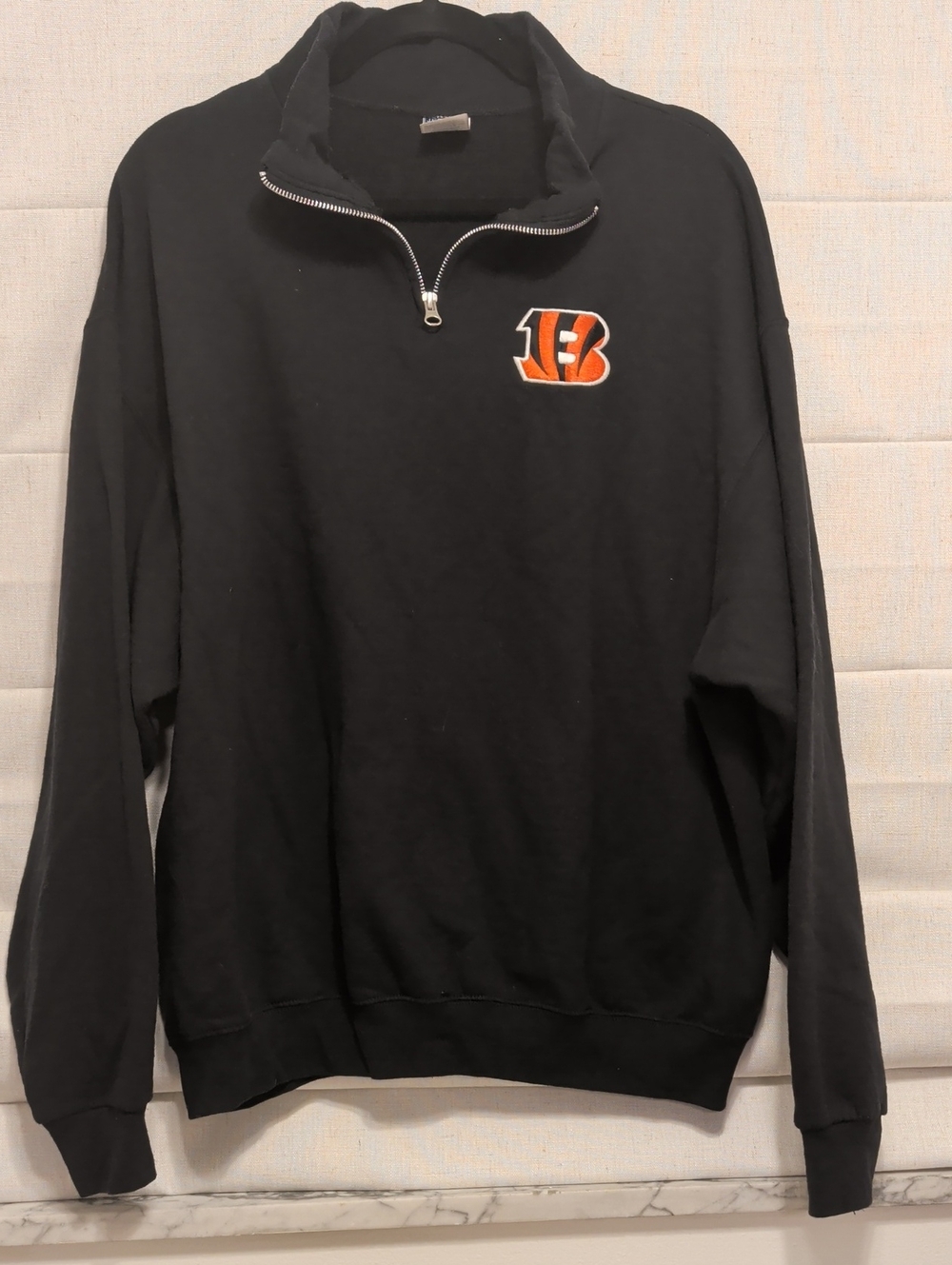 Jerzees Black Half-Zip Pullover with Bengals Logo
